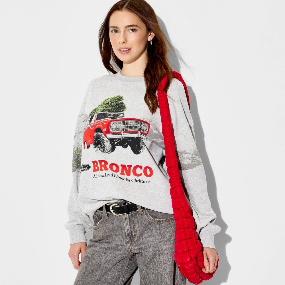 Women's Bronco Tree Graphic Sweatshirt - Heather Gray L