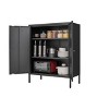 Gulches Modern Steel Double-Door Buffet Cabinet, High Legs, Minimalist Style, Multi-Purpose Storage, Suitable for Kitchen, Dining Room, or Living Room - 3 of 4