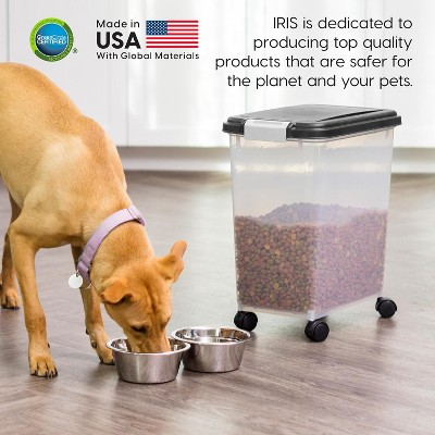 IRIS 30 lbs Airtight Plastic Pet Food Storage Container with Wheels