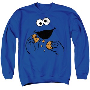 Sesame Street Cookie Monster Om Nom Face Adult Crewneck Sweatshirt - 1 of 4
