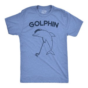 Mens Funny T Shirts Golphin Sarcastic Golfing Dolphin Graphic Novelty Tee for Men - Crazy Dog Men's T Shirt for Animal Lovers - 1 of 4