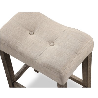 Sora Taupe Upholstered 24.5" Saddle Counter Stool, Set of 2