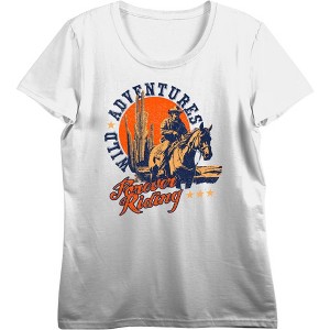 Cowboy Riding A Horse Adult Crew Neck Short Sleeve Tee - 1 of 3