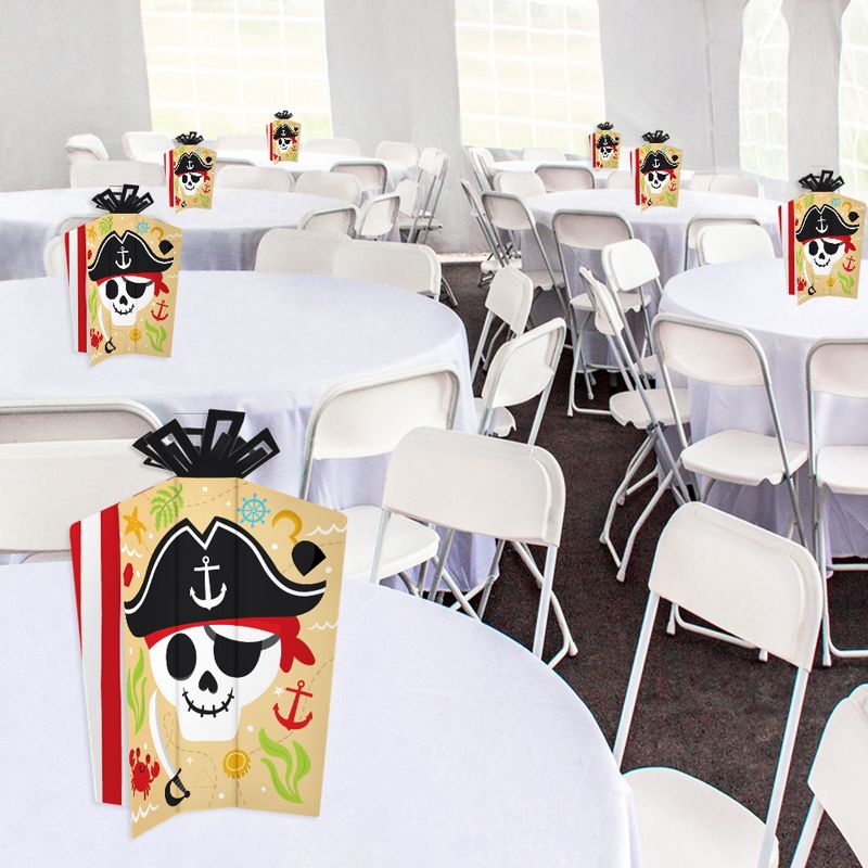 Big Dot of Happiness Pirate Ship Adventures - Table Decorations - Skull Birthday Party Fold and Flare Centerpieces - 10 Count, 2 of 8
