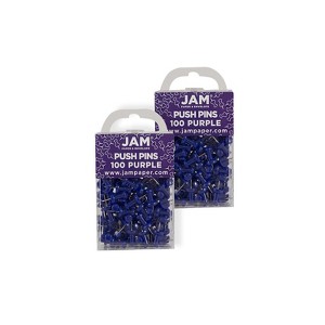 JAM Paper Colored Pushpins Purple Push Pins 2 Packs of 100 222419053A - 1 of 3