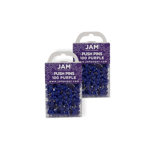 JAM Paper Colorful Push Pins, Black Pushpins, 1in, 100/Pack 