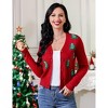 Coolmee Women's Cardigan Open Front Button Up Sweaters Long Sleeve Shrug Xmas Holiday Sweaters Cardigan - 4 of 4