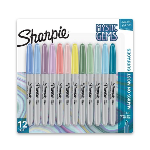Sharpie 12pk Permanent Markers Mystic Gems Fine Tip Multicolored : Target