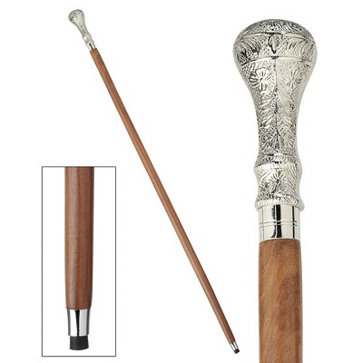 Design Toscano Empress Collection: Hambleton Chrome Solid Hardwood Walking Stick
