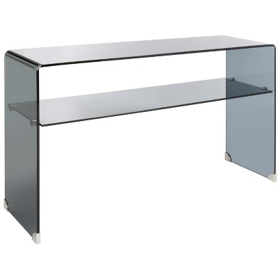 Dash Clear and Gray Glass Hallway Table with Storage Shelf
