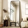 56 inchx 21 inch floor full length mirror standing full body rounded corner rectangle mirrors with stand black bedroom living room - 3 of 4