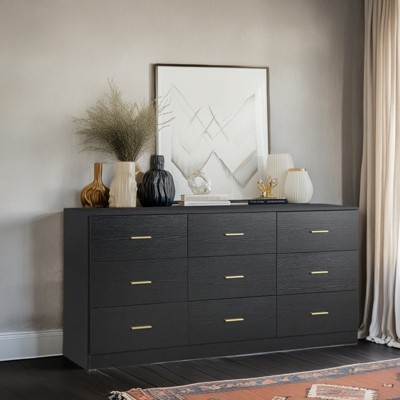 FURNIinspire Dressers Modern 9 Drawer Dresser, Sturdy Storage Dressers Organizer, Cabinet For Bedroom, Living Room, White, 62.9"*15.55"*30.3"