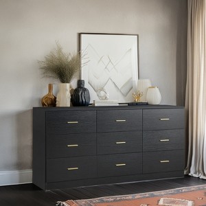 FURNIinspire Dressers Modern 9 Drawer Dresser, Sturdy Storage Dressers Organizer, Cabinet For Bedroom, Living Room, White, 62.9"*15.55"*30.3" - 1 of 4