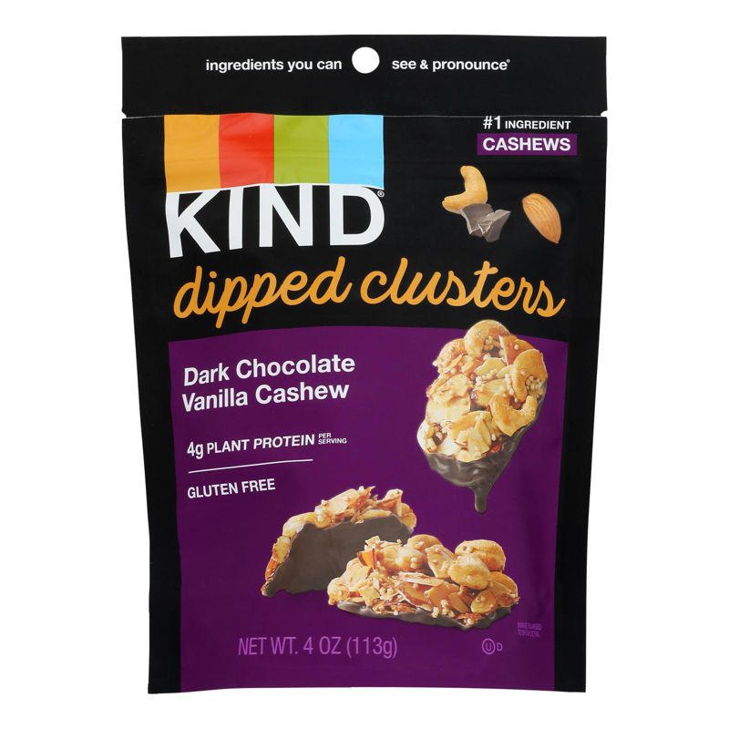Kind Dark Chocolate Vanilla Cashew Dipped Clusters - Case of 8/4 oz, 2 of 7
