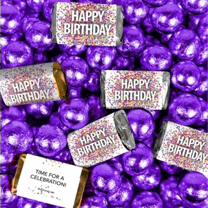 Happy Birthday Candy Confetti Assorted Wrapped Chocolate Miniatures and Milk Chocolate Foil Ball Mix - 1 of 4
