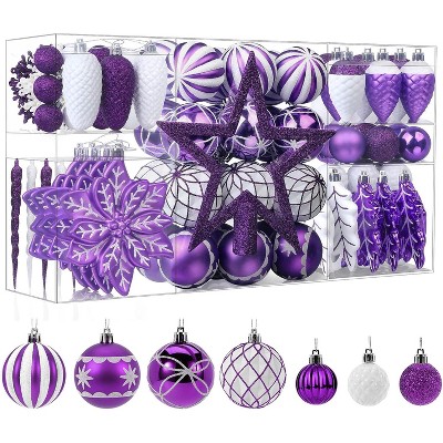 106PCS Christmas Balls Ornaments Set, Colorful Shatterproof Plastic Decorative Baubles for Xmas Tree Decor Holiday Wedding Party