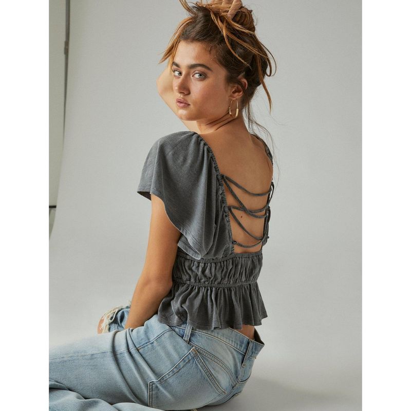 Lucky Brand Women's Lace Up Back Top, 2 of 6