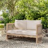 Christopher Knight Home Bonita 54" Outdoor Acacia Wood Upholstered Loveseat with Curved Rope Weave Back - 2 of 4
