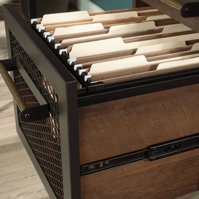 Barrel Oak Wood Desk with Hutch and Storage
