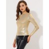 Allegra K Women's Long Sleeve Puff Sleeve Party Glitter Shiny Metallic Tops - 3 of 4