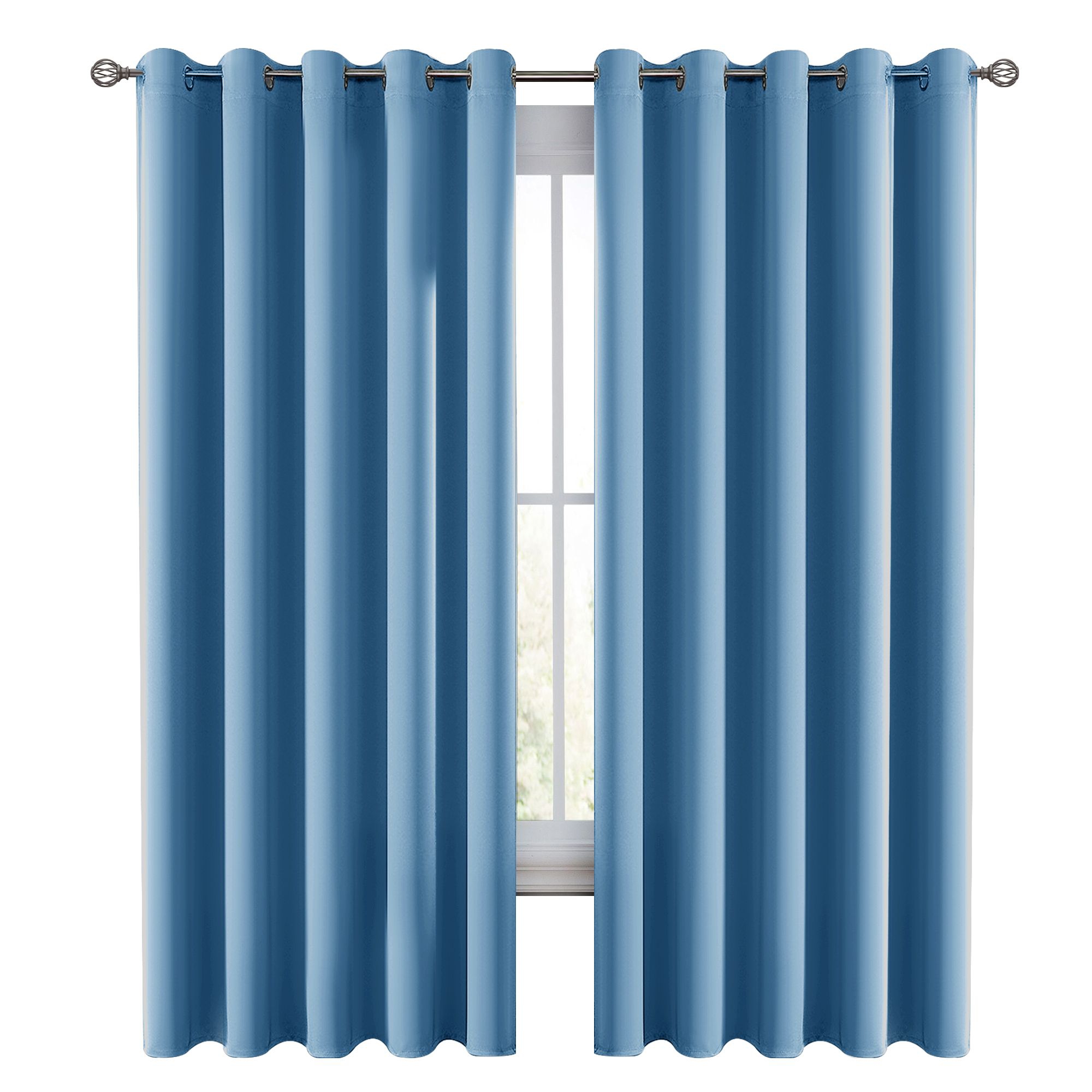 Blackout Curtains 2 Pack Thermal Insulated & Noise Reducing Window Curtains with Silver Grommet Top - 52x84 Inches(AQUA-BLUE)