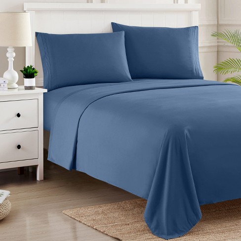 New Sweet Home Collection 1800 Thread Count on sale california king 4pc sheet set blue.