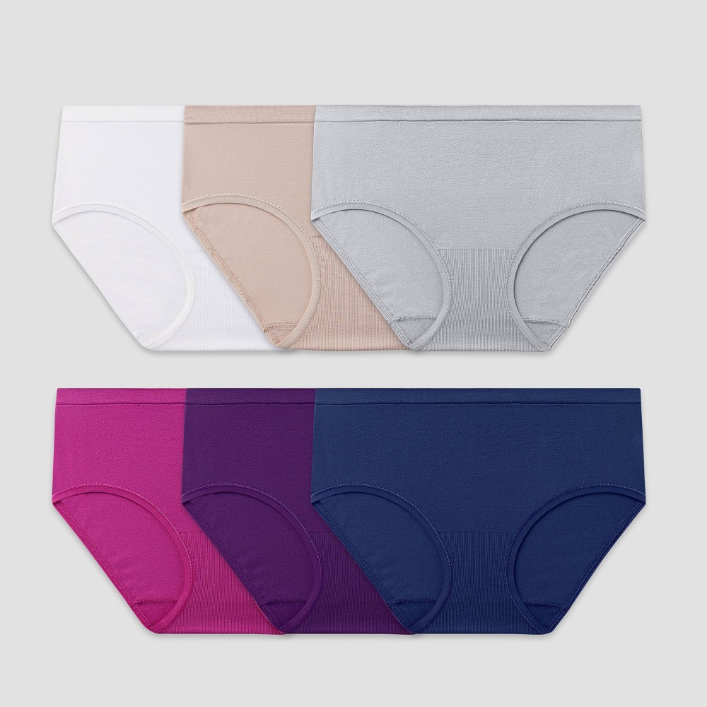 Fruit of the Loom Women's 6pk 360 Stretch Seamless Low-Rise Briefs - Colors May Vary, One Color