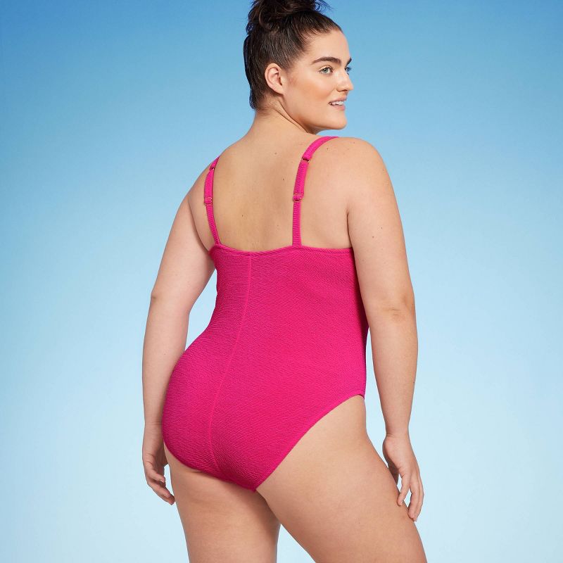 Women&#39;s Square Neck Pucker Textured High Leg One Piece Swimsuit - Shade &#38; Shore&#8482;, 3 of 8