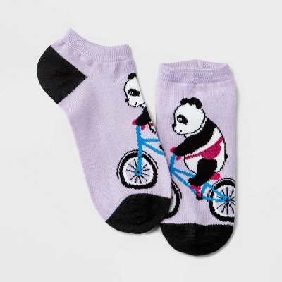 Women's Sparkly Cycling Panda Low Cut Socks - Xhilaration™ Purple 4-10