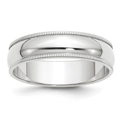 Black Bow Jewelry 6mm 14K Rose, White, or Yellow Gold Half Round Milgrain Standard Band