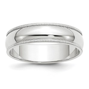 Black Bow Jewelry 6mm 14K Rose, White, or Yellow Gold Half Round Milgrain Standard Band - 1 of 4
