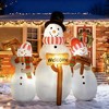 QingMoon Christmas Inflatable Snowmen Decoration, Three Snowmen with Sign Each, Outdoor Indoor Blow Up Yard Decor for Lawn, Garden, Party - 2 of 4