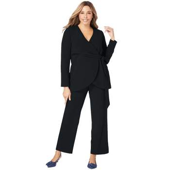 Jessica London Women's Plus Size Double-breasted Pantsuit - 18 W, Black :  Target
