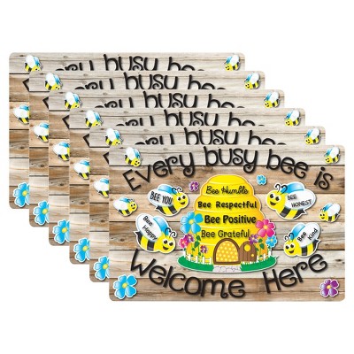 Smart Poly® Computer Mouse Pad, 8" x 10", Every Busy Bee is Welcome Here, Pack of 6