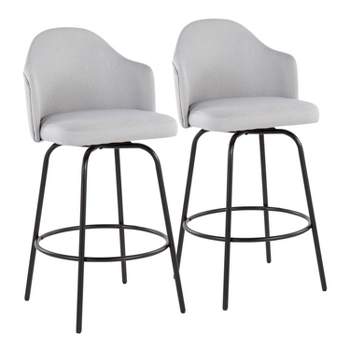 Set of 2 Ahoy Polyester/Metal Counter Height Barstools Black/Light Gray - LumiSource