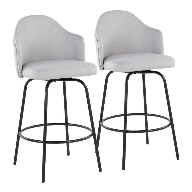 Set of 2 Ahoy Polyester/Metal Counter Height Barstools Black/Light Gray - LumiSource, 1 of 12