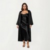 Anna-Kaci Lounge Women's PLus Size Satin Robe and Slip Set with Smooth Draping Fabric and Elegant Silhouette - 2 of 4