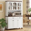 Aghana Digitals Vintage White Kitchen Hutch Cabinet with Glass Doors, Soft-Close Mechanisms, 2 - 2 of 4
