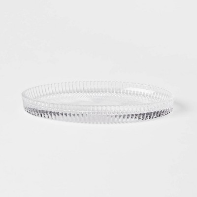 Ribbed Glass Vanity Tray Clear - Threshold&#8482;