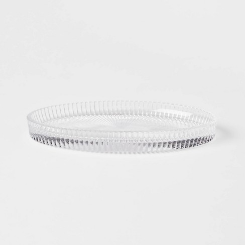 9 inch Crystal Looking Flat Party Tray with Lid 
