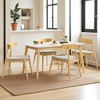 5-Piece Mid-Century Modern Dining Table Set with Faux Wood Top and 4 Upholstered Chairs, Solid Rubberwood Frame for Kitchen or Dining Room - 3 of 4