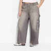 Women's Mid-Rise Wide Leg Cargo Baggy Jeans - Wild Fable™ - 2 of 3