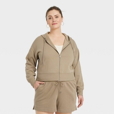 Women's Cropped Full Zip Hoodie Sweatshirt - Universal Thread