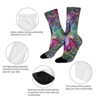 Elegant Purple Teal Peacock Floral Women Printed Crew Socks Funny Funky Socks Soft Polyester Novelty Gifts for Artists Men - 4 of 4