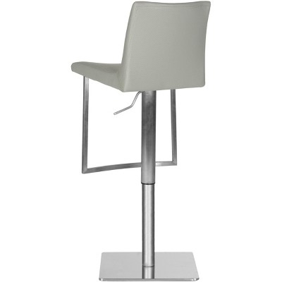 Gray Adjustable Swivel Bar Stool with Metal Base