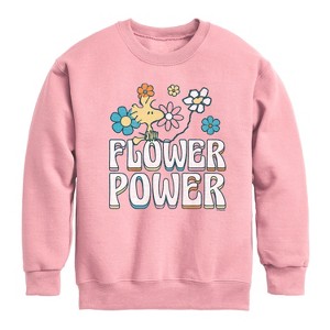 Boys' - Peanuts - Flower Power Graphic Long Sleeve Fleece Sweatshirt - 1 of 4
