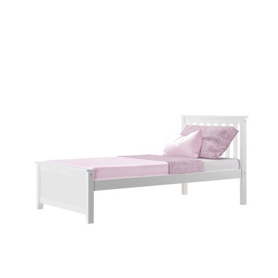 Max & Lily White Twin Wood Platform Bed with Slatted Headboard