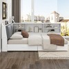 1pc Full Size Storage Platform Bed, Solid Wood Frame with Upholstered Headboard, Shelves & Drawers - Baofuwish - 3 of 4