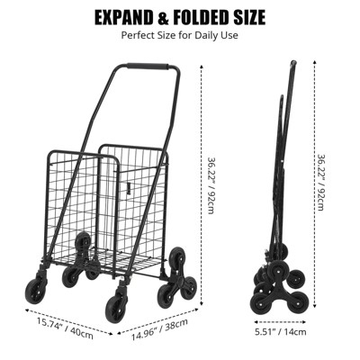 Shopping Carts for Groceries & with Collapsible Storage Crates - Heavy-Duty Utility Trolley, High-Capacity Small Portable Utility Cart