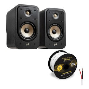 Polk Audio Signature Elite ES20 Bookshelf Speaker Pair with 14 Gauge Speaker Wire - 50 Feet (Black) - 1 of 4